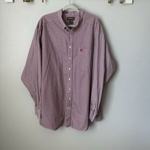 Ariat Men's Big‎ & Tall XXL Geometric Western Long Sleeve Button Up Red Shirt